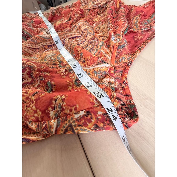 Lauren Ralph Lauren Orange Paisley Sleeveless Smocked Waist Dress 18W Womens - Picture 7 of 8